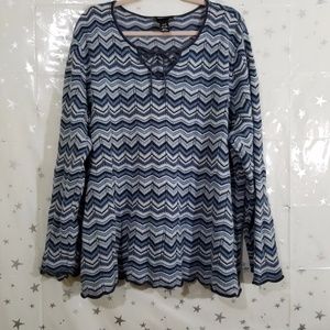 Lane Bryant Blue and White Chevron Sweater 26/28